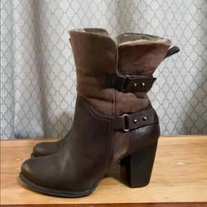 EUC Ugg Jayne Heels Sheepskin Buckle Ankle Boot